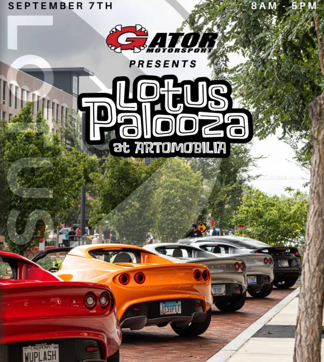 With LotusPalooza quickly approaching, make sure you're registered for this year's event! 

This September 7th, Midtown Carmel, IN is once again home to LotusPalooza. We look forward to seeing all the new Emira, as well as some classics as well.

Don't miss this year! Register in our bio.
-
-
-
-
#lotuspalooza #artomobilia #lotuspalooza24 #LP24 #lotus #lotuscars #lotususa #lotusus #lotuscarsus #lotuscarsusa #elise #evora #exige #emira #lotusowners